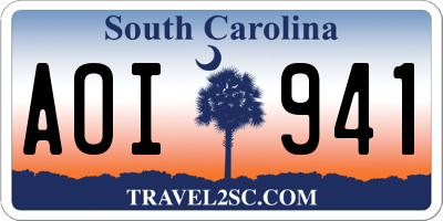 SC license plate AOI941