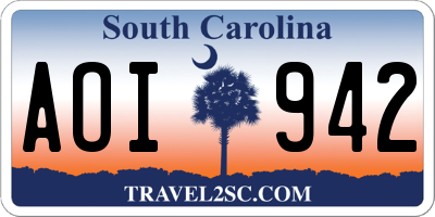 SC license plate AOI942