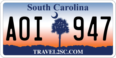 SC license plate AOI947