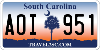 SC license plate AOI951