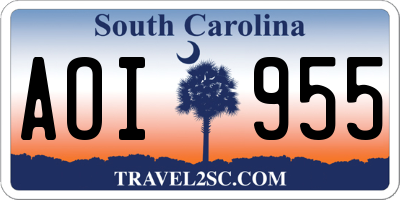 SC license plate AOI955
