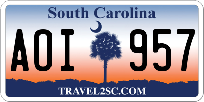 SC license plate AOI957