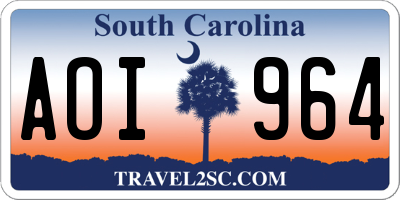 SC license plate AOI964