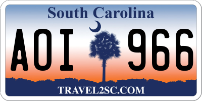 SC license plate AOI966