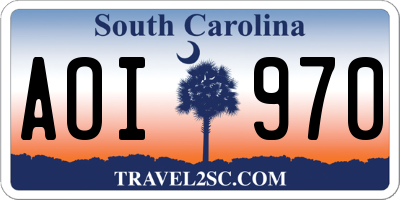 SC license plate AOI970