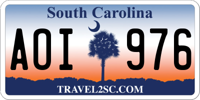 SC license plate AOI976