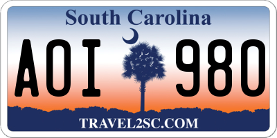 SC license plate AOI980