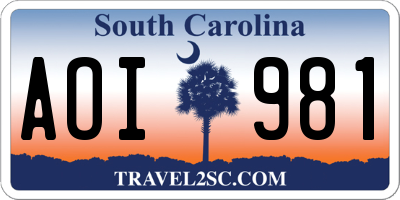 SC license plate AOI981