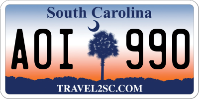 SC license plate AOI990
