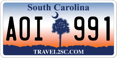 SC license plate AOI991