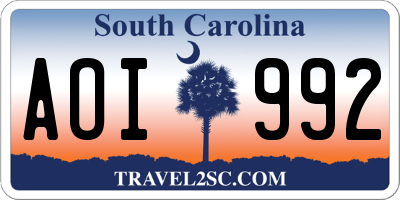 SC license plate AOI992