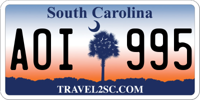 SC license plate AOI995