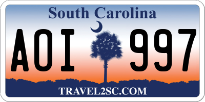SC license plate AOI997