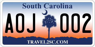 SC license plate AOJ002