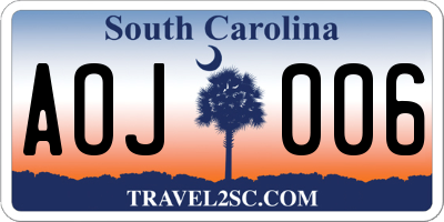 SC license plate AOJ006