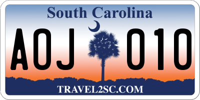 SC license plate AOJ010