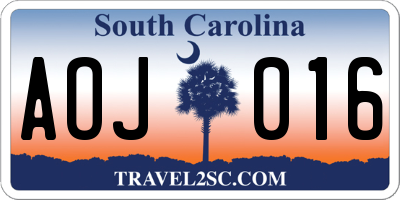 SC license plate AOJ016