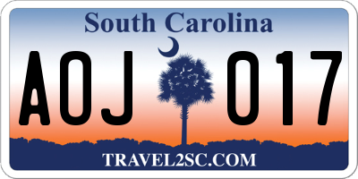 SC license plate AOJ017