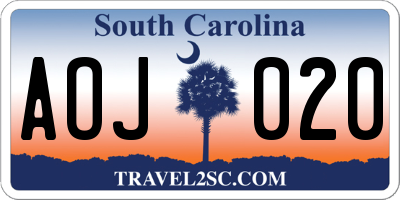 SC license plate AOJ020