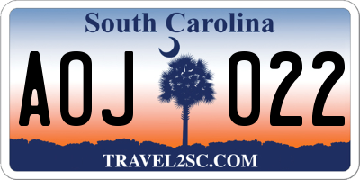 SC license plate AOJ022