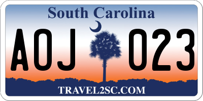 SC license plate AOJ023