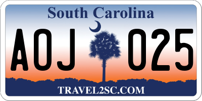 SC license plate AOJ025