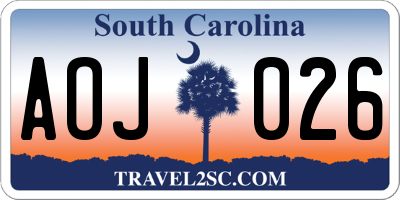 SC license plate AOJ026