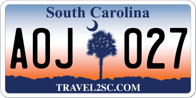 SC license plate AOJ027