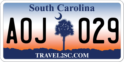 SC license plate AOJ029