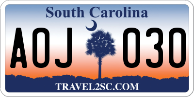 SC license plate AOJ030
