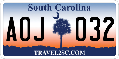 SC license plate AOJ032
