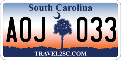 SC license plate AOJ033