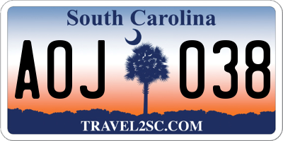 SC license plate AOJ038
