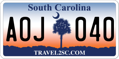 SC license plate AOJ040