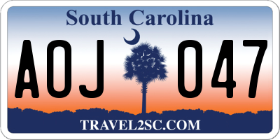 SC license plate AOJ047