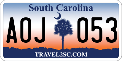 SC license plate AOJ053