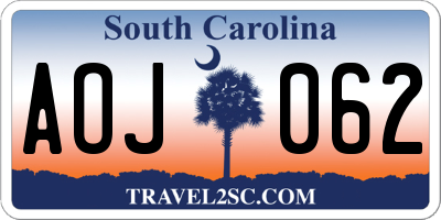 SC license plate AOJ062