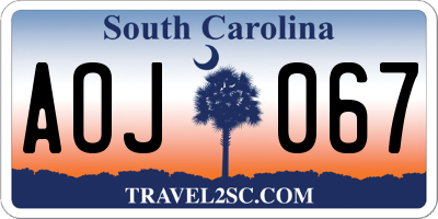 SC license plate AOJ067