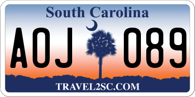 SC license plate AOJ089
