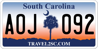 SC license plate AOJ092