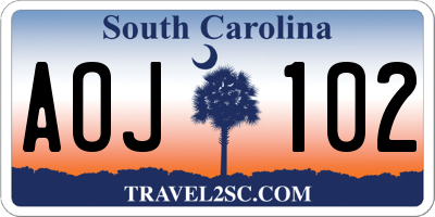 SC license plate AOJ102