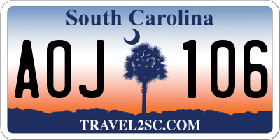 SC license plate AOJ106