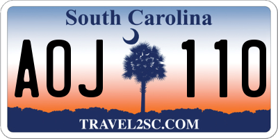 SC license plate AOJ110