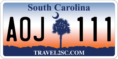 SC license plate AOJ111