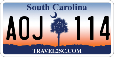SC license plate AOJ114