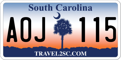 SC license plate AOJ115