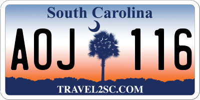 SC license plate AOJ116