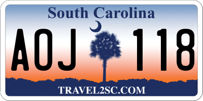 SC license plate AOJ118
