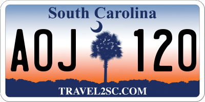 SC license plate AOJ120