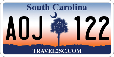 SC license plate AOJ122